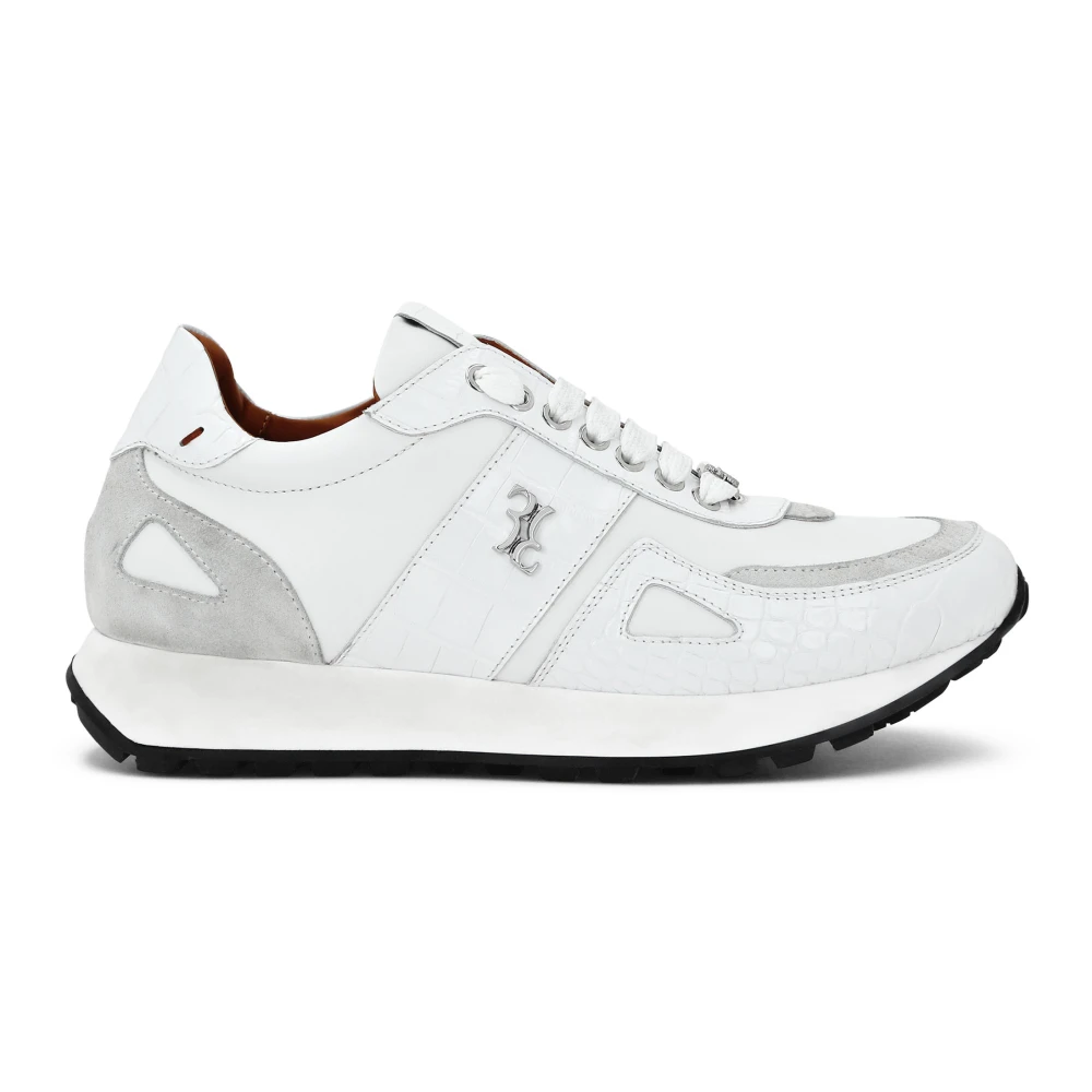 Billionaire Croco Printed Nubuck & Suede Runner Heren Schoenen Wit