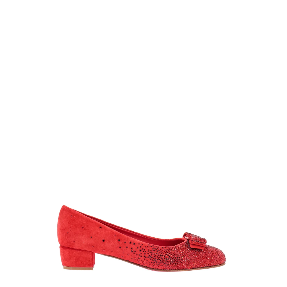 Ferragamo Women's Red Heeled Suede Pumps - Pumps - 3 1/2 Uk - Shoes