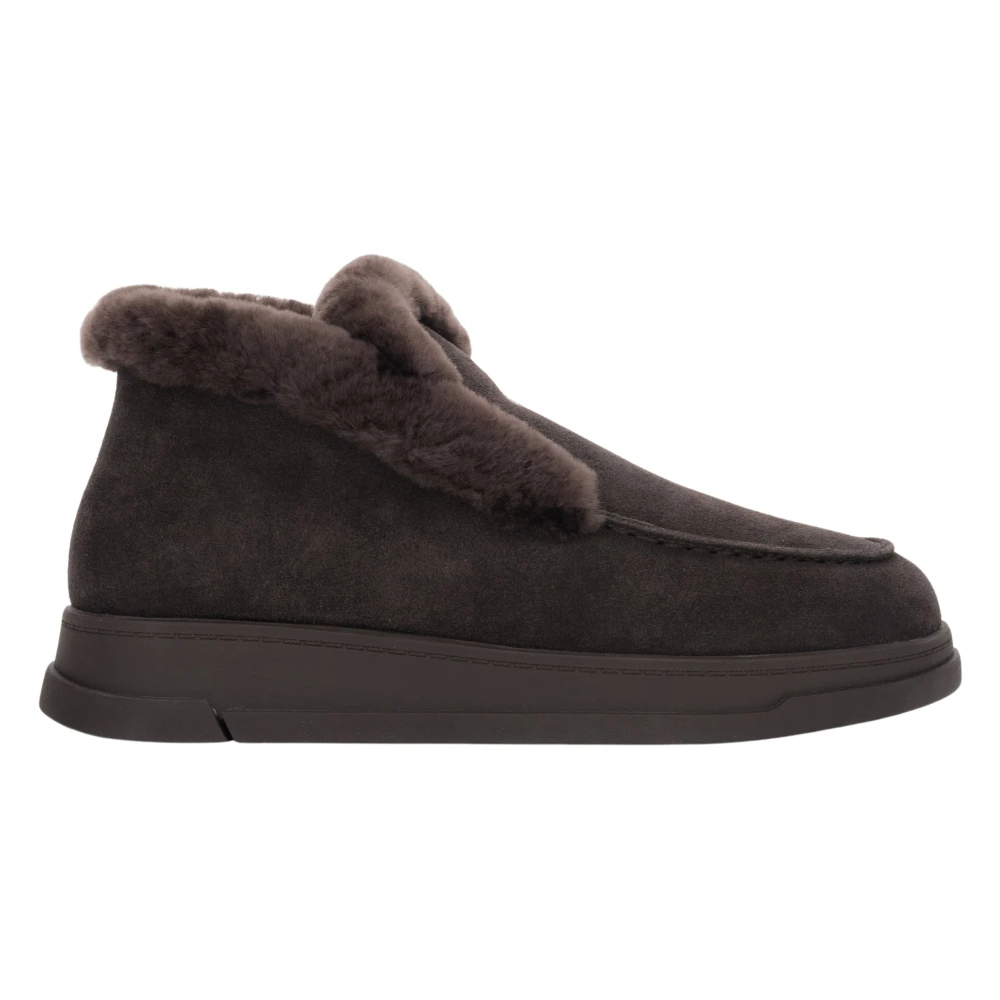 Estro Brown Winter Boots, Female, 4 Uk, High-Top Velour Loafers With Fur Lining