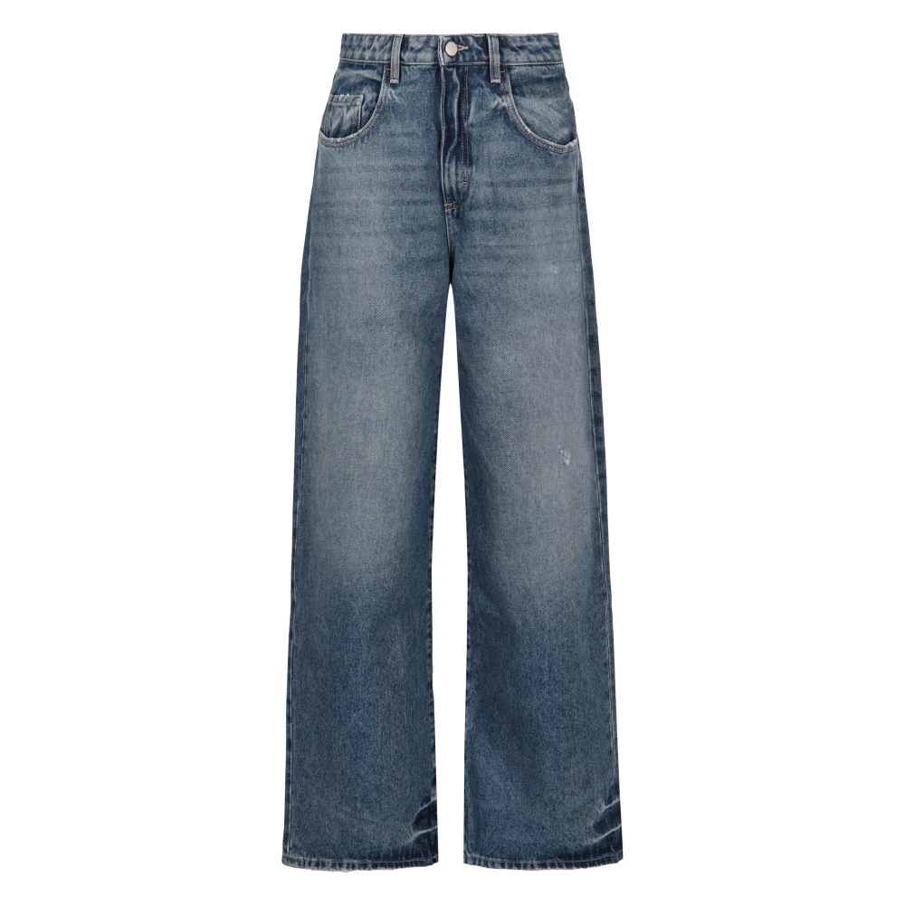 Icon Denim Versleten Wide-Leg Jeans Blue Dames