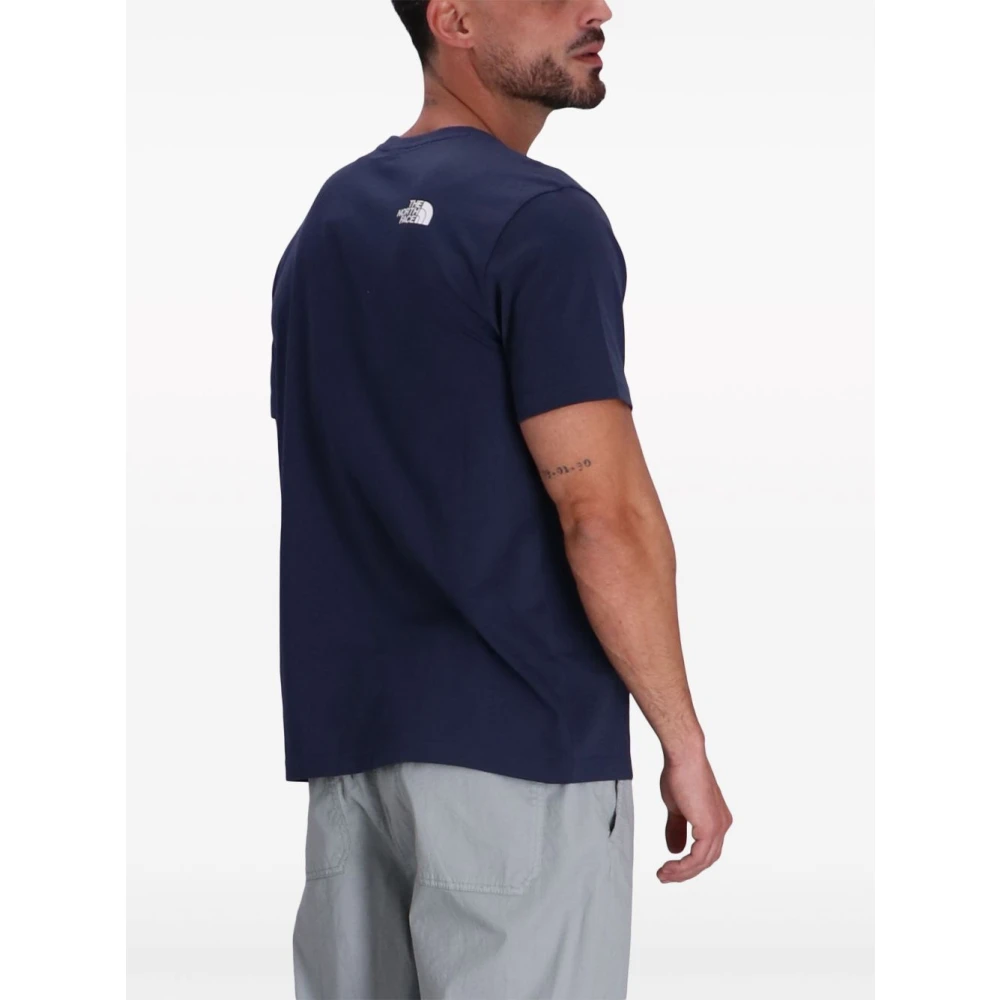 The North Face Blauw Logo Print Crew Neck T-shirt Blue Heren