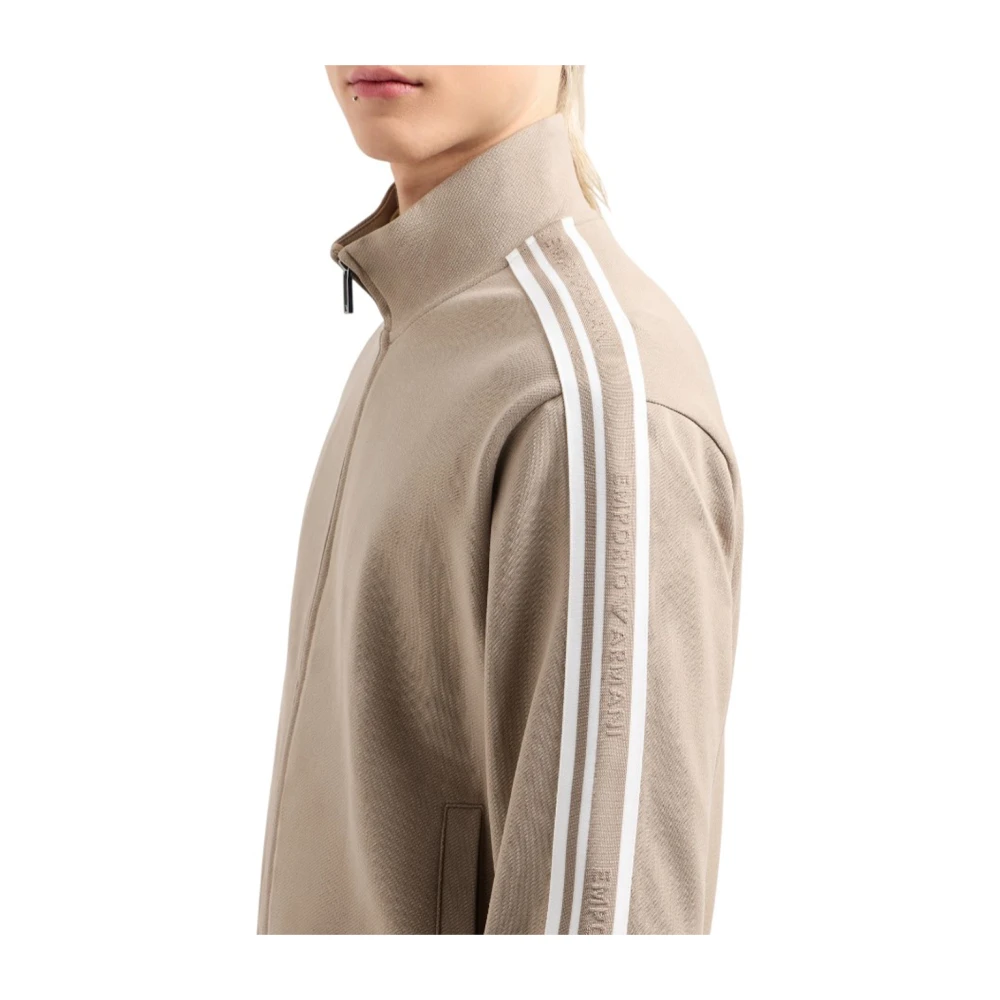 Emporio Armani Diagonale Zip Sweater Beige Heren