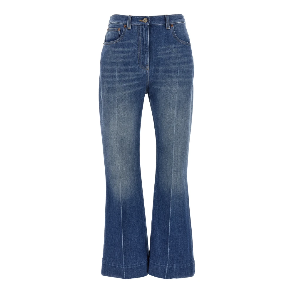 Valentino Garavani Women's Blue Flare Jeans, W27, Flared Jeans
