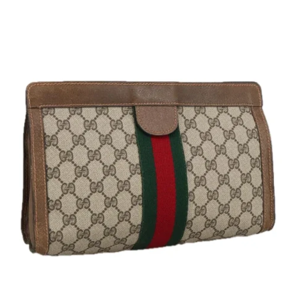 Gucci Vintage Pre-owned Leather clutches Beige Dames