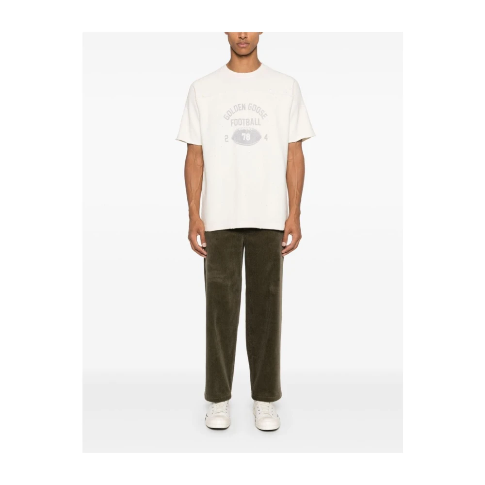 Golden Goose Wit Grafische Print Crew Neck T-shirt White Heren