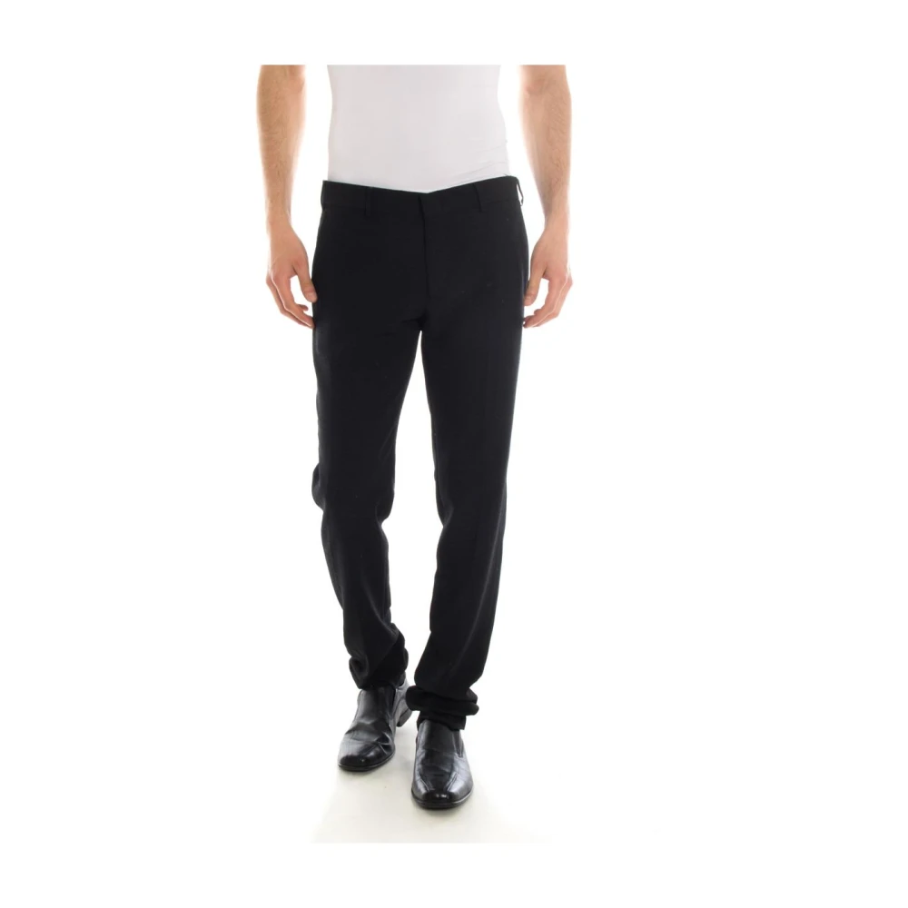 Daniele Alessandrini Black Slim-Fit Trousers, Male, Xl, Stylish Model