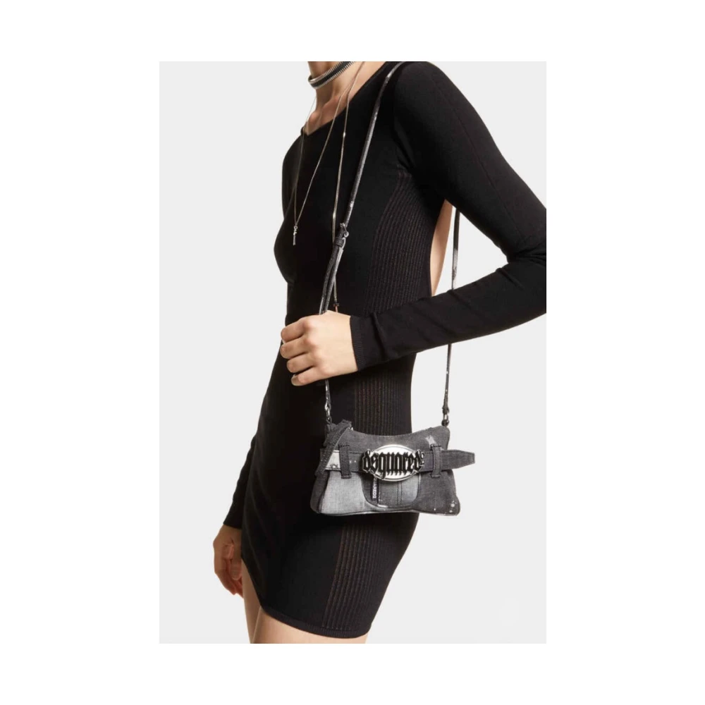 Dsquared2 Denim ketting mini tas Black Dames