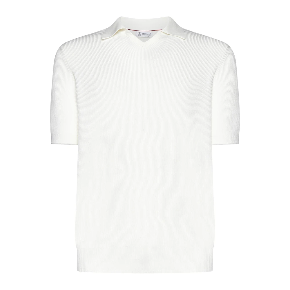 Brunello Cucinelli White Polo Shirts, Male, 2XL, Polo Shirt