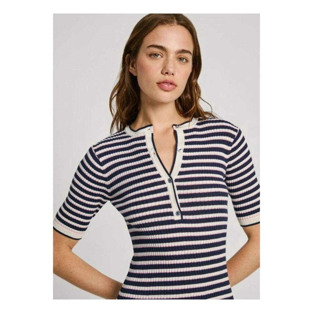 Pepe Jeans Ines Midi Jurk met Geribbelde Textuur Black Dames