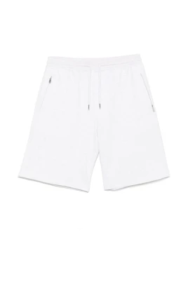 Beige Bomull Dragsko Shorts