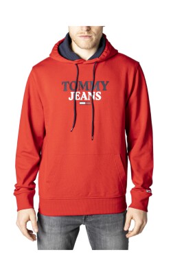Sudadera Tommy Jeans Linear Hoodie rojo hombre
