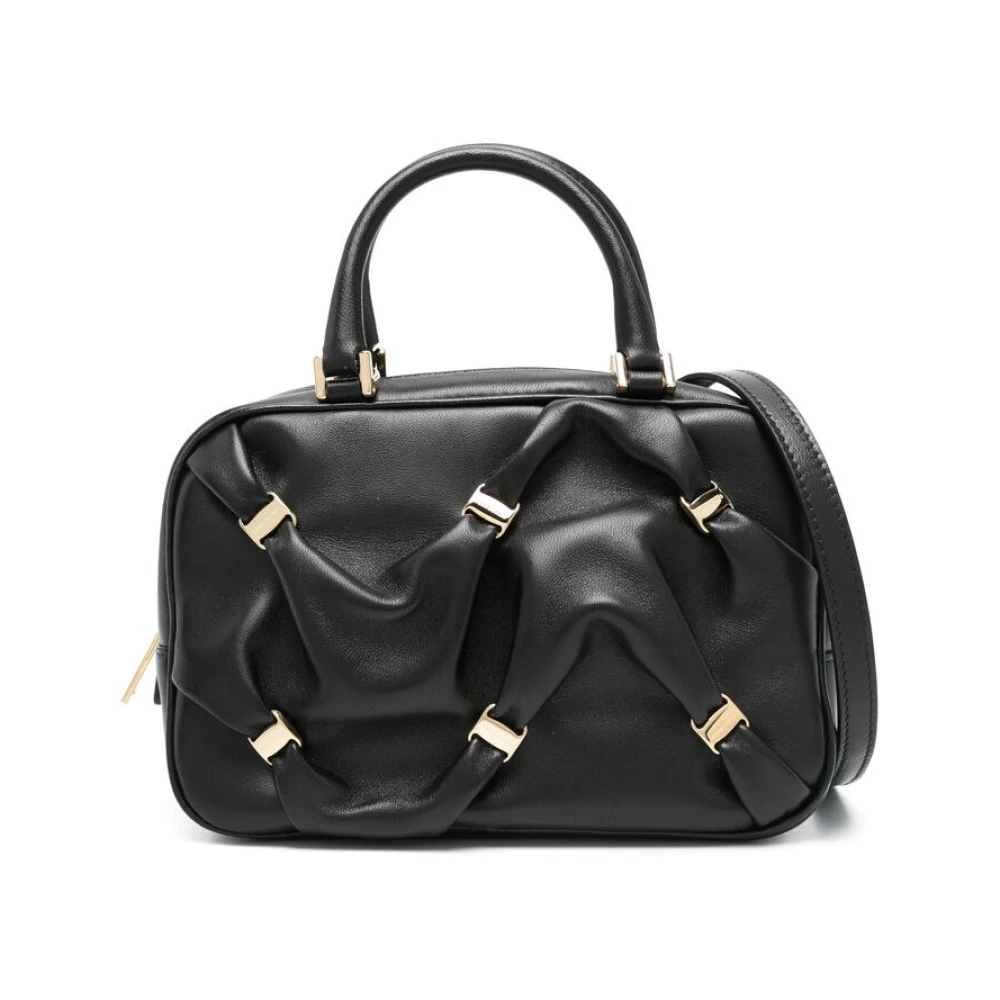 Salvatore Ferragamo Zwarte Rits Bovenste Handvat Schoudertas Black Dames