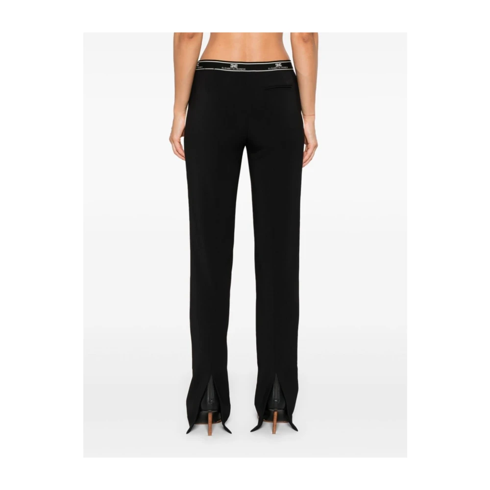 Elisabetta Franchi Zwarte Rechte Broek met Splitten Black Dames