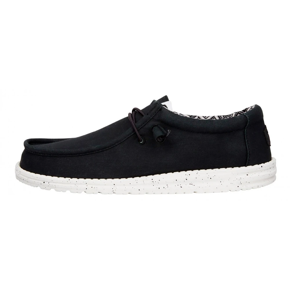 Hey Dude Men's Black Laced Shoes, 6 Uk, Wally Canvas Shoes White
