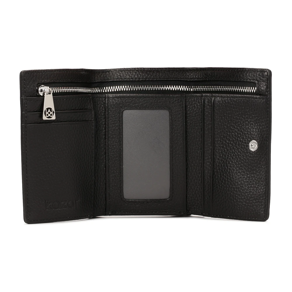 Kazar Compacte zwarte leren portemonnee Black Dames