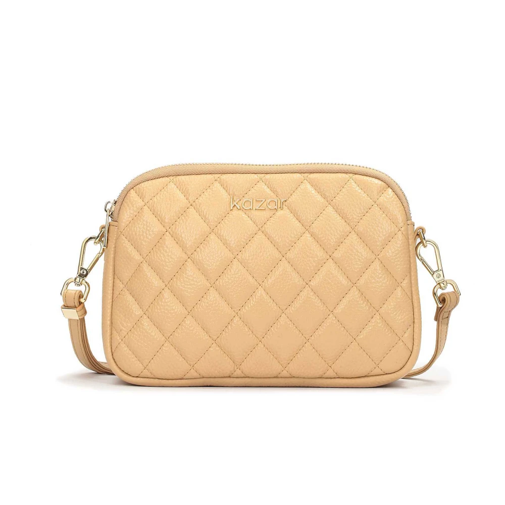 Kazar Leren 3-kamer tas aan riem Beige Dames