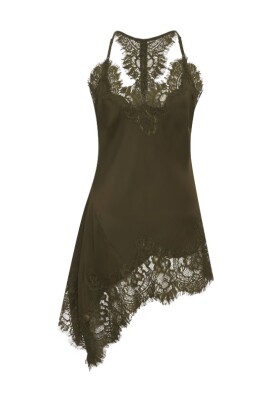 gold hawk dresses Grace Lace Silk Dress Olive / L