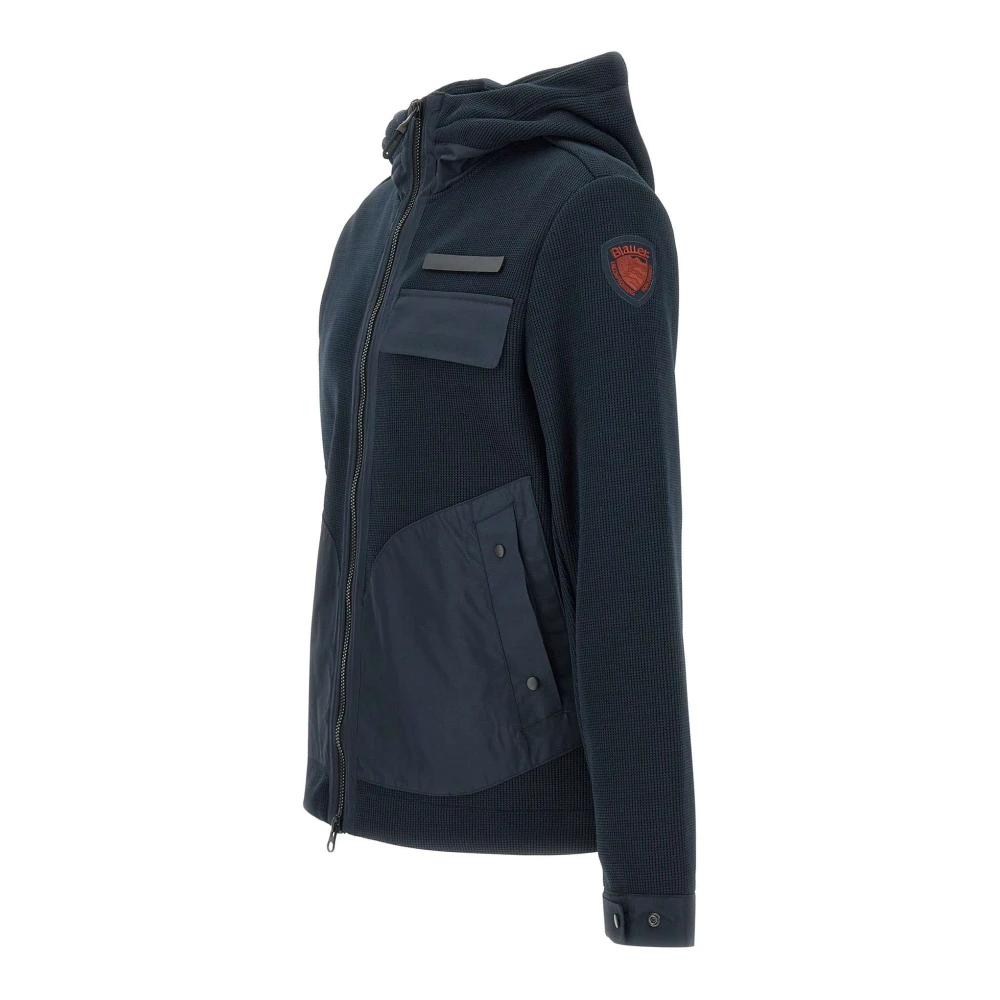 Blauer Blauwe Heren Sweatshirt Edgar met Taslan Details Blue Heren