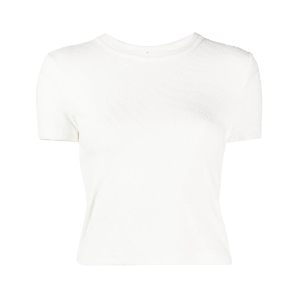 T by Alexander Wang Vit Stickad T-shirt med Logomotiv White, Dam