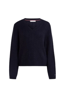 Twisted Knit V-Neck Tröja