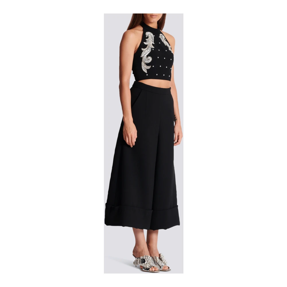 Balmain Barok geborduurde top zonder rug Black Dames