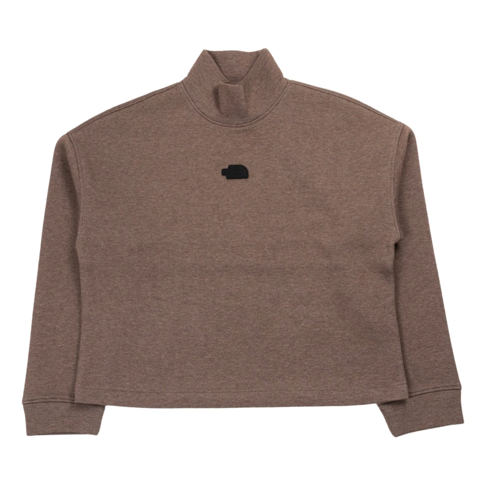 The North Face Bruine Mock Neck Sweatshirt Patch Logo Brown Dames