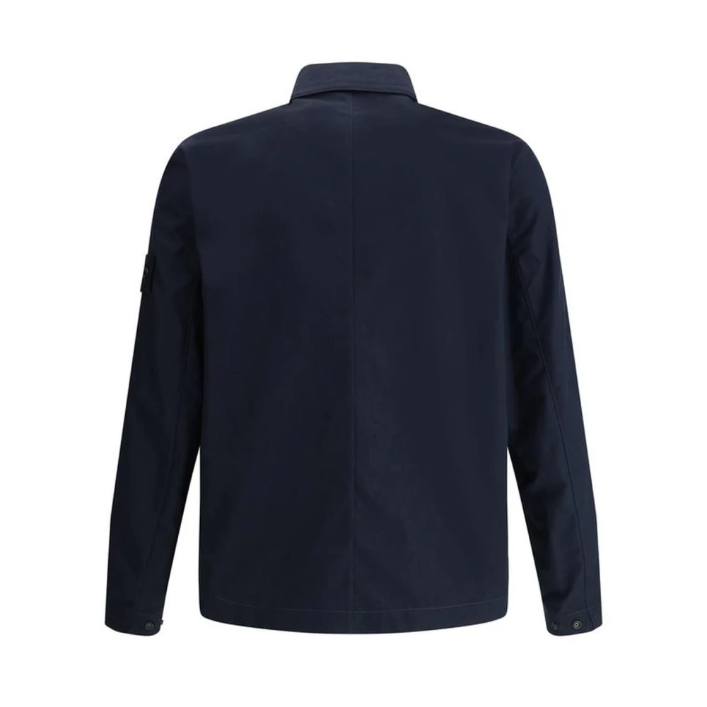 Stone Island Klassieke Katoenen Jas met Dubbele Rits Blue Heren