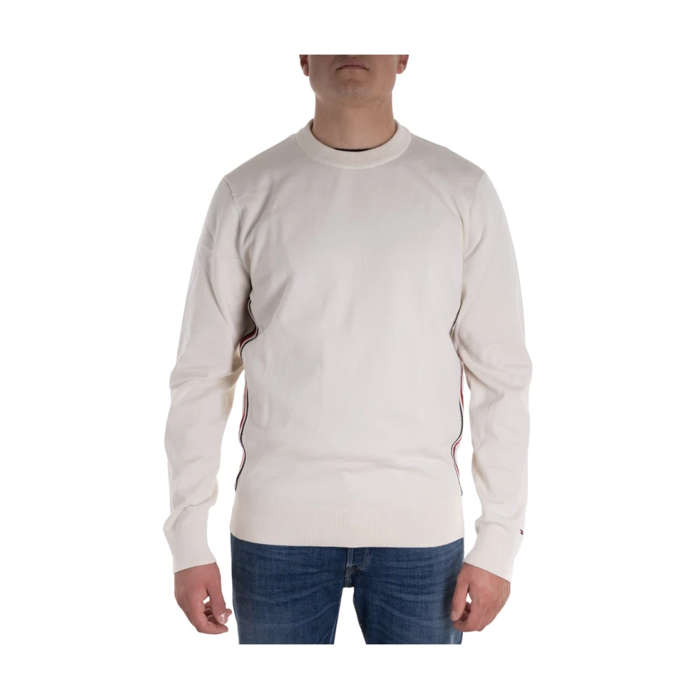 Tommy Hilfiger Heren Logo Streep Sweatshirt White Heren