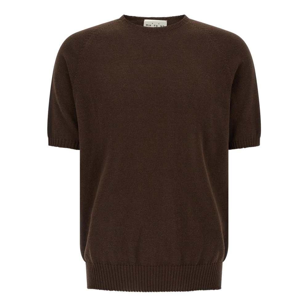 Ma'ry'ya Men's Brown Round-Neck Knitwear, L, Crew Neck Cotton Jumper