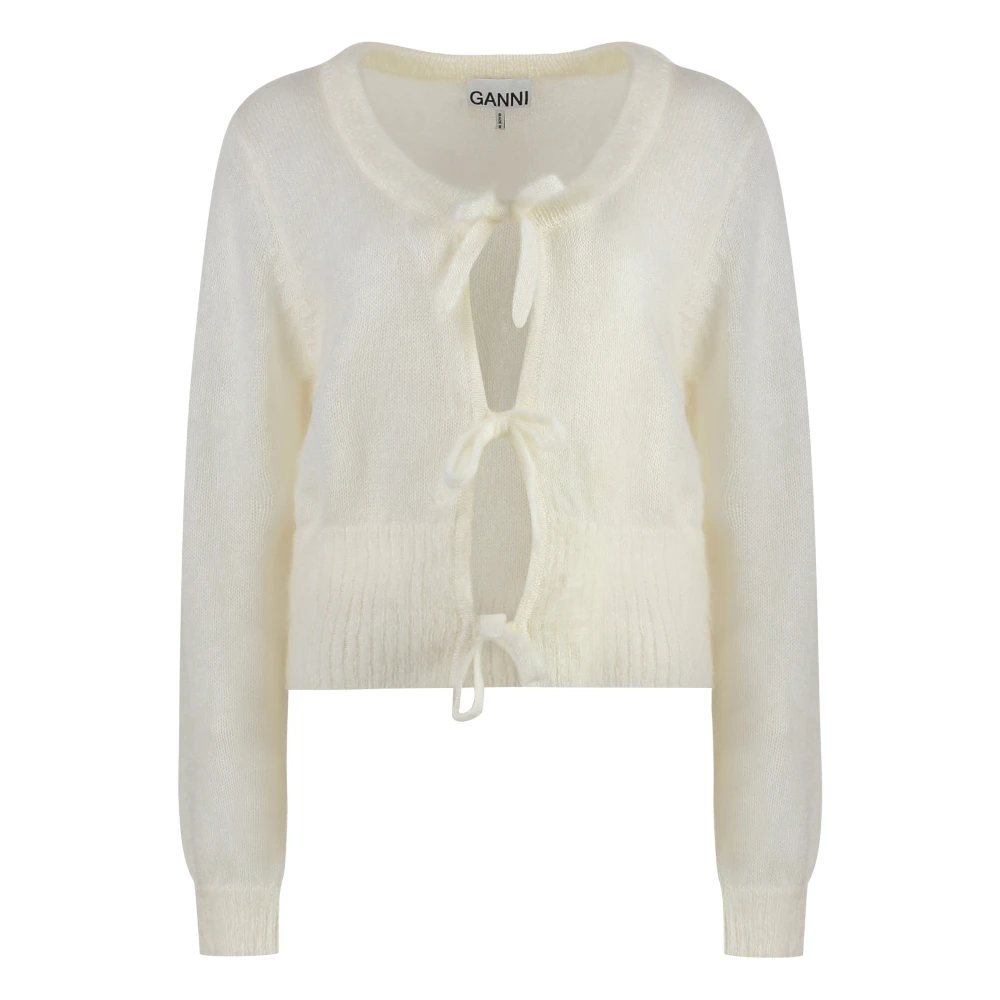 Ganni Mohair Cardigan med Bållåsning White, Dam