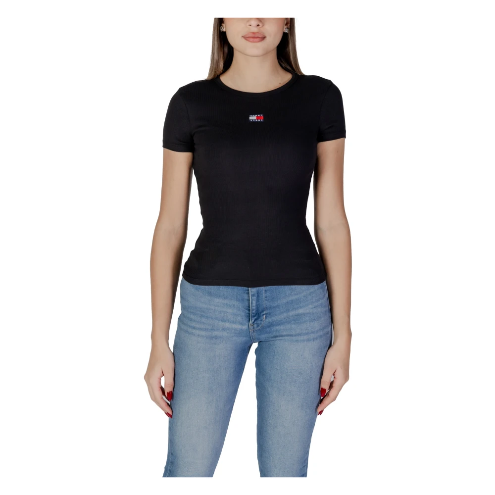 Tommy Jeans Zwart Sweetheart Halslijn Tee Klassieke Pasvorm Black Dames
