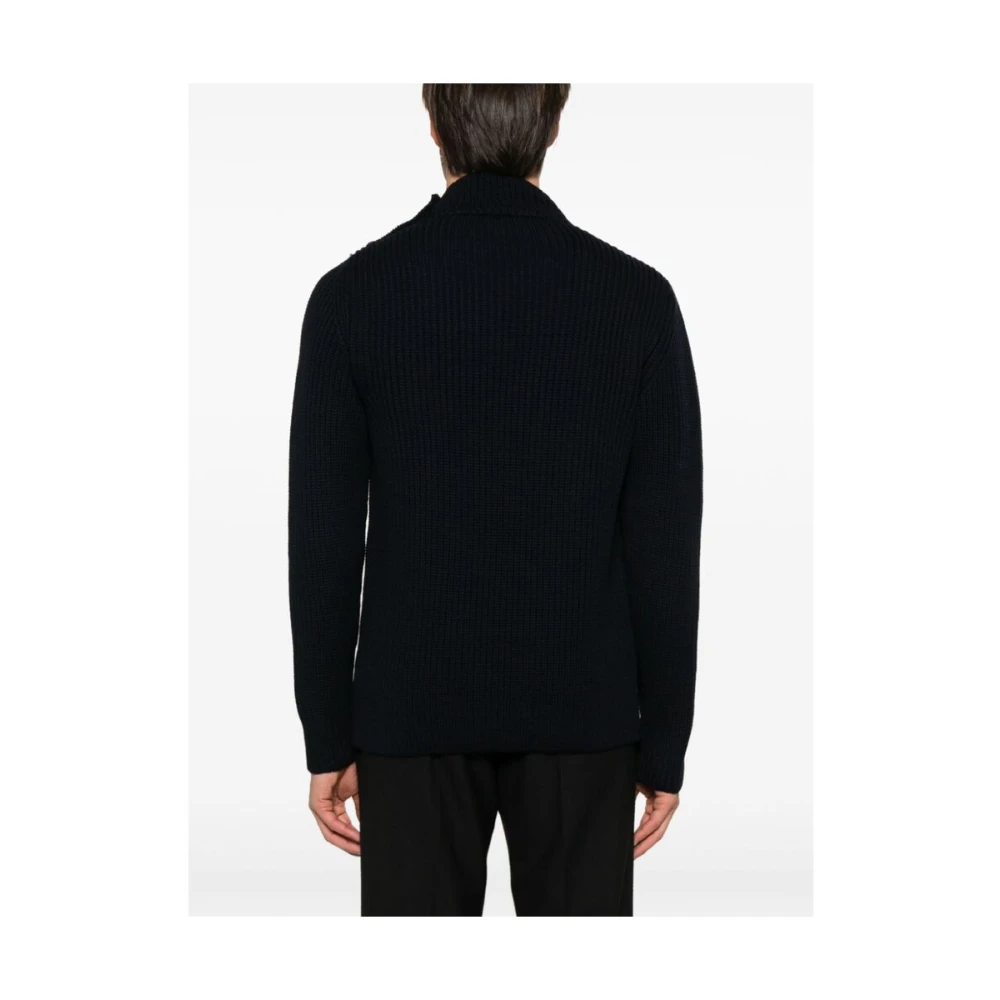 Zanone Middernacht Blauw Ribgebreide Trui Blue Heren