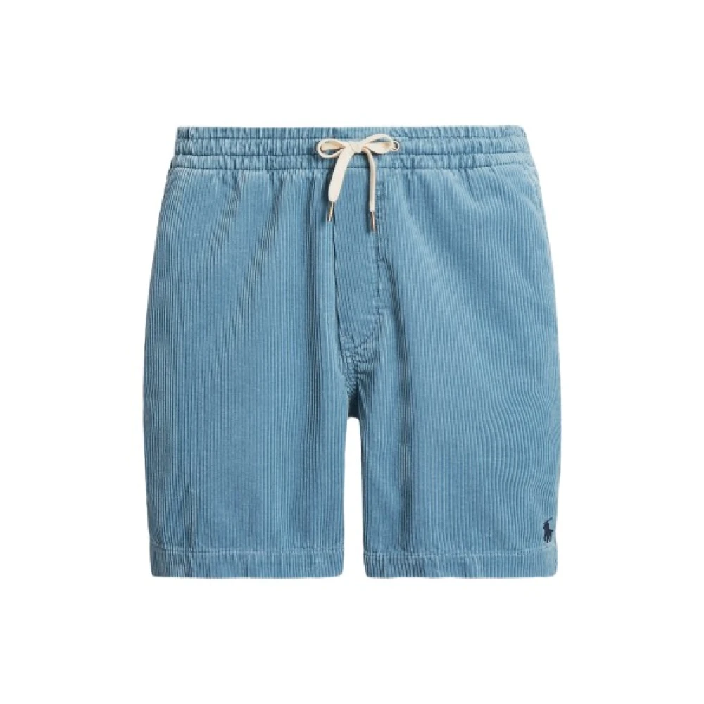 Polo Ralph Lauren Corduroy Shorts met Logo Borduursel Blue Heren