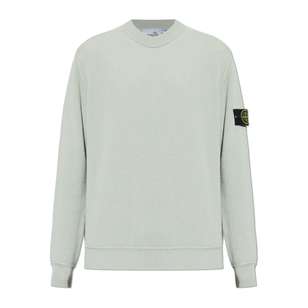 Stone Island Green Round-Neck Knitwear, Male, M, Crew Neck Jumper