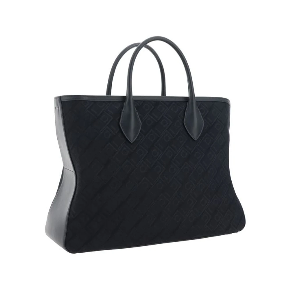 Salvatore Ferragamo Jacquard Ster Tote Handtas Black Heren