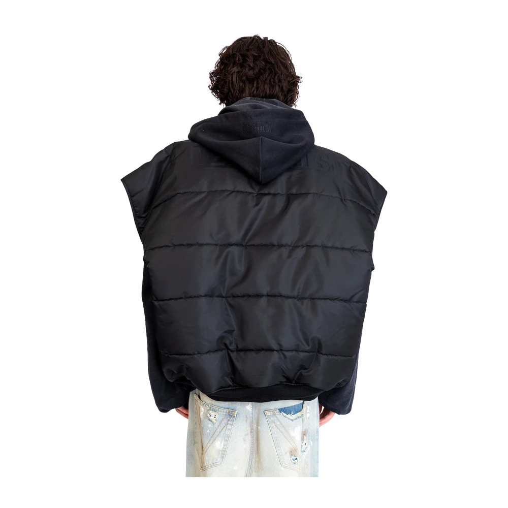 Vetements Zwarte Bomber Vest met Capuchon Black Heren