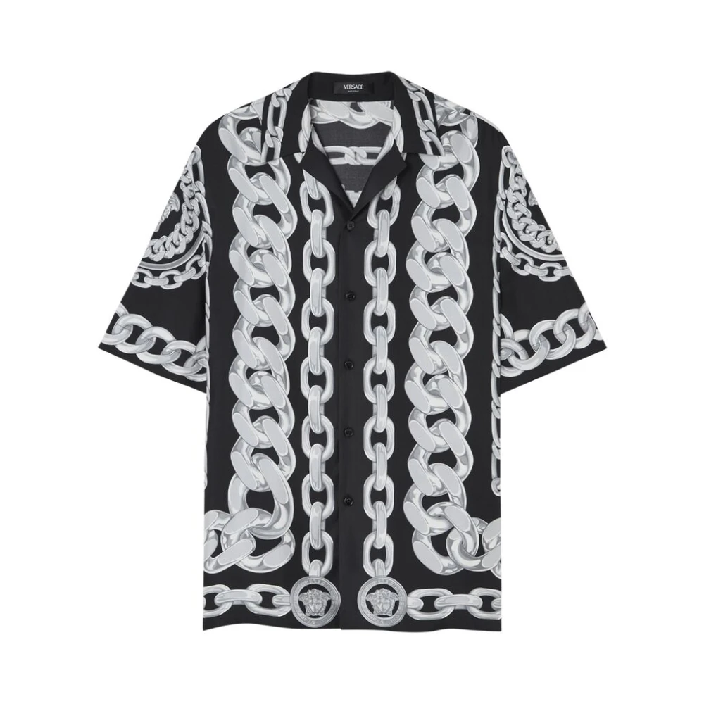 Versace Ketting-Link Print Camp Kraag Shirt Multicolor Heren