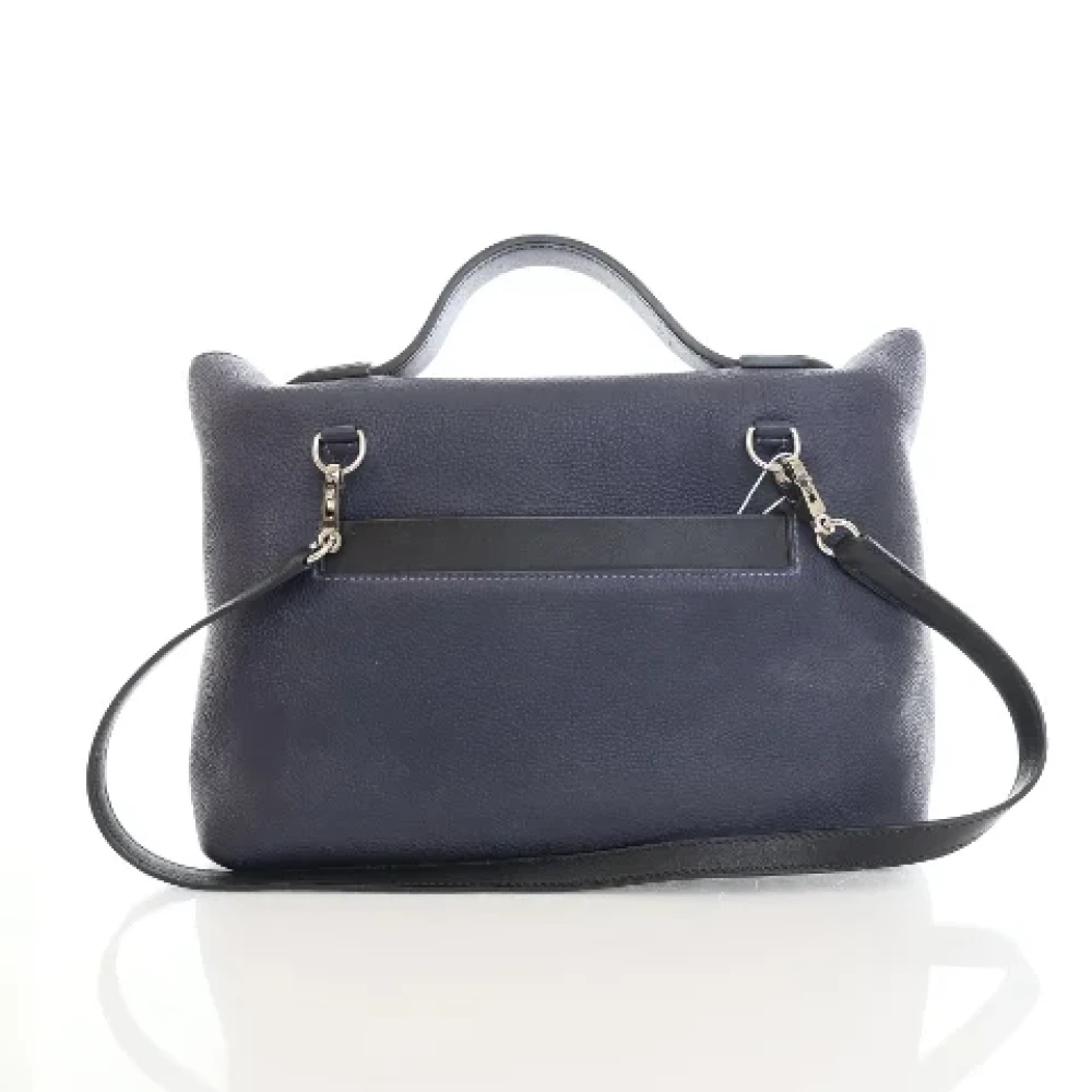 Hermès Vintage Pre-owned Leather handbags Blue Dames