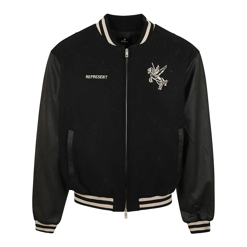 Represent Wollen Varsity Jack in Jet Black Heren