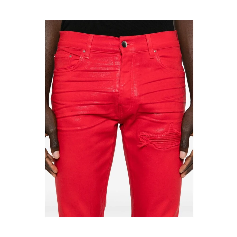 Amiri Rode Coated Denim Jeans Red Heren