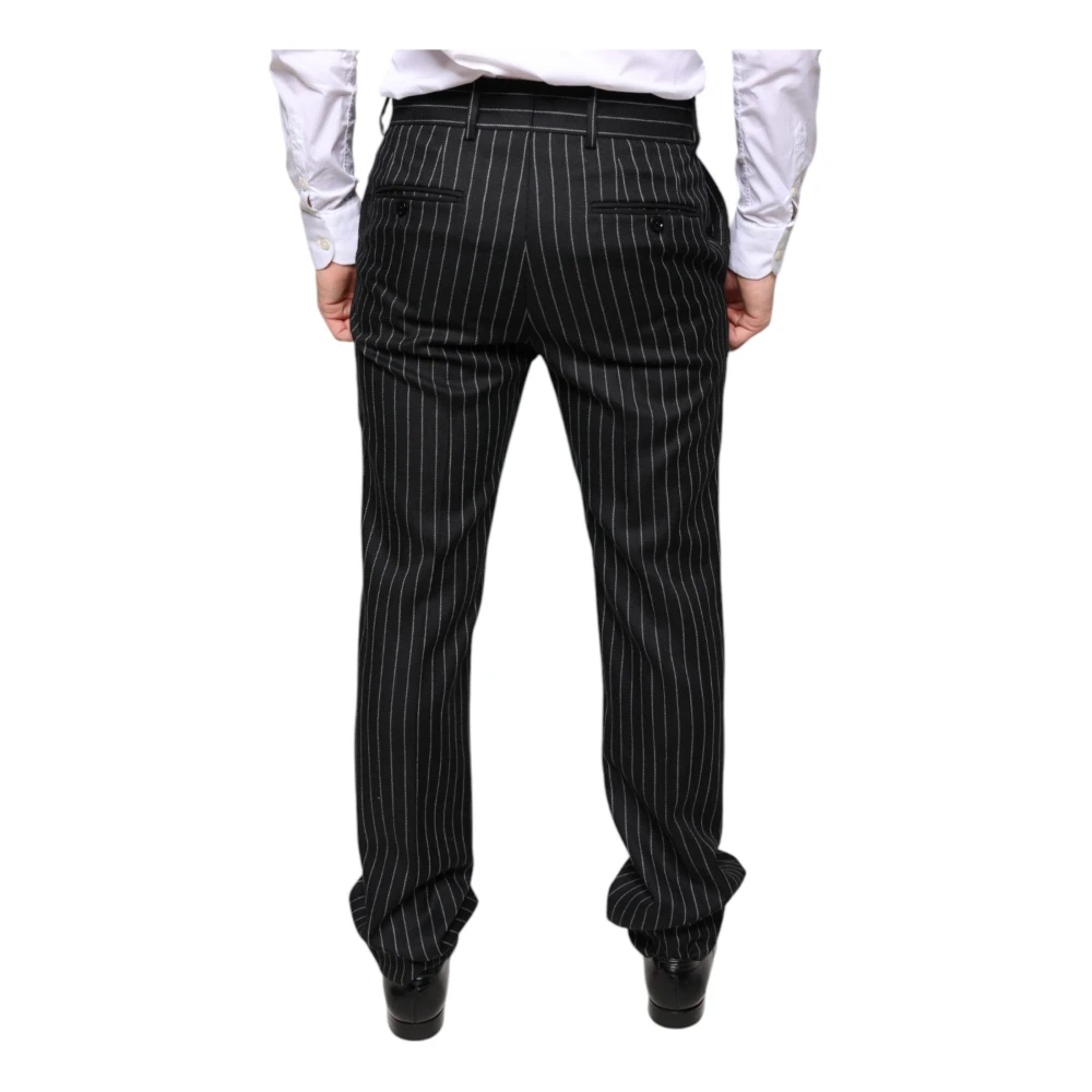 Dolce & Gabbana Zwarte Gestreepte Skinny Broek Black Heren
