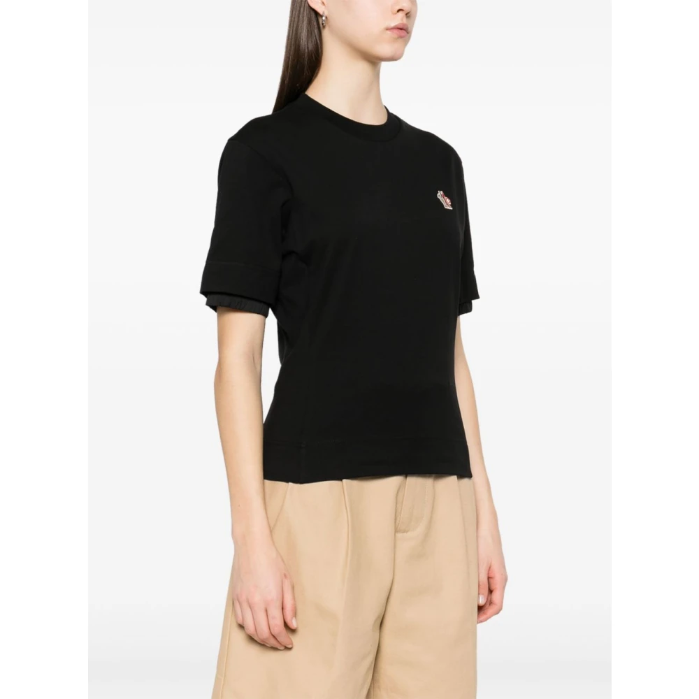 Moncler Zwarte T-shirts en Polos met Logo Patch Black Dames