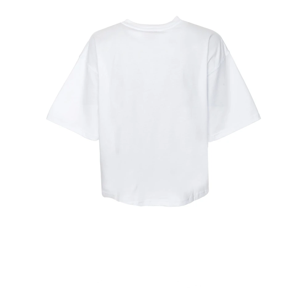 Diesel Crop T-shirt met Ovaal Logo Patch White Dames