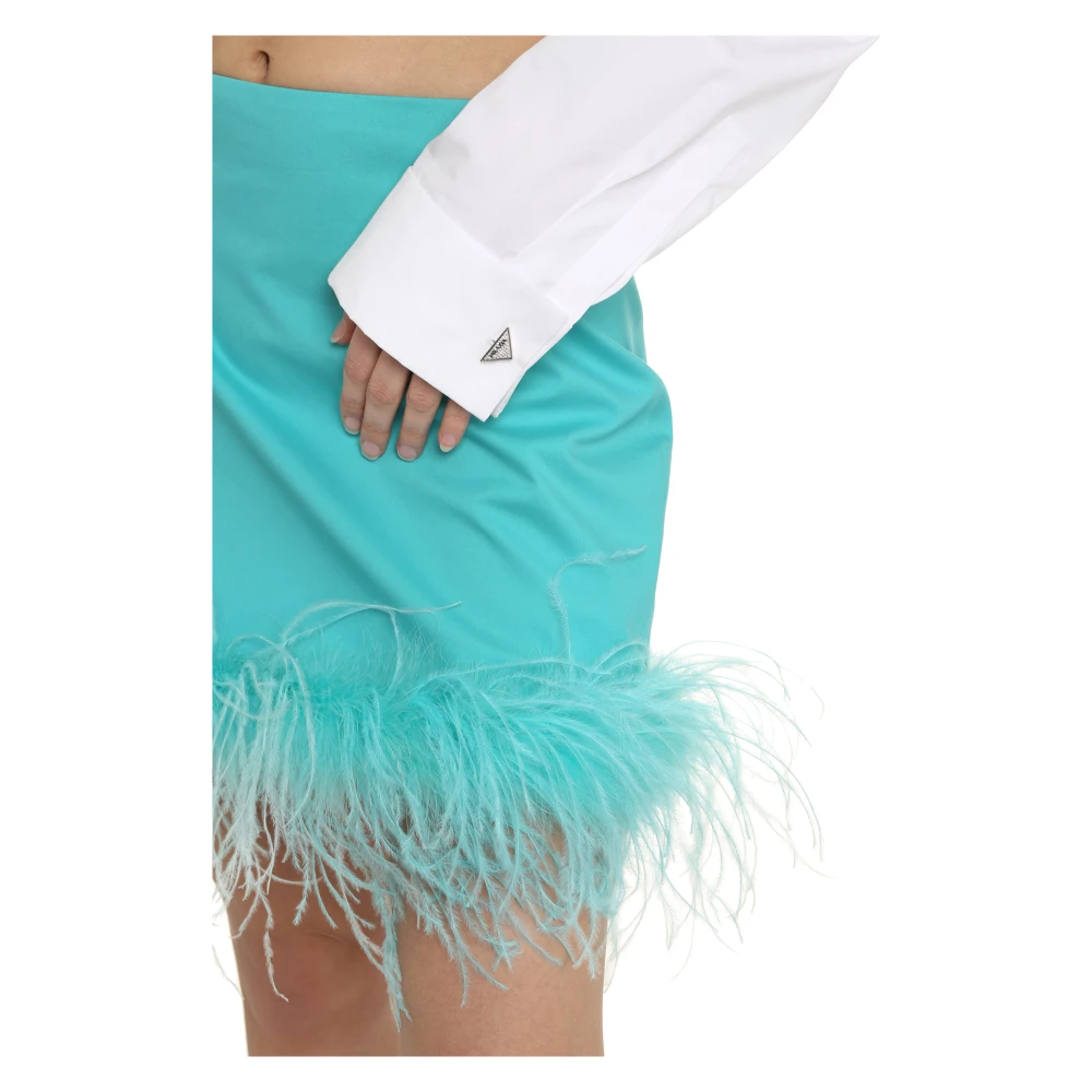 Giuseppe Di Morabito Katoenen Minirok met Struisvogelveren Blue Dames