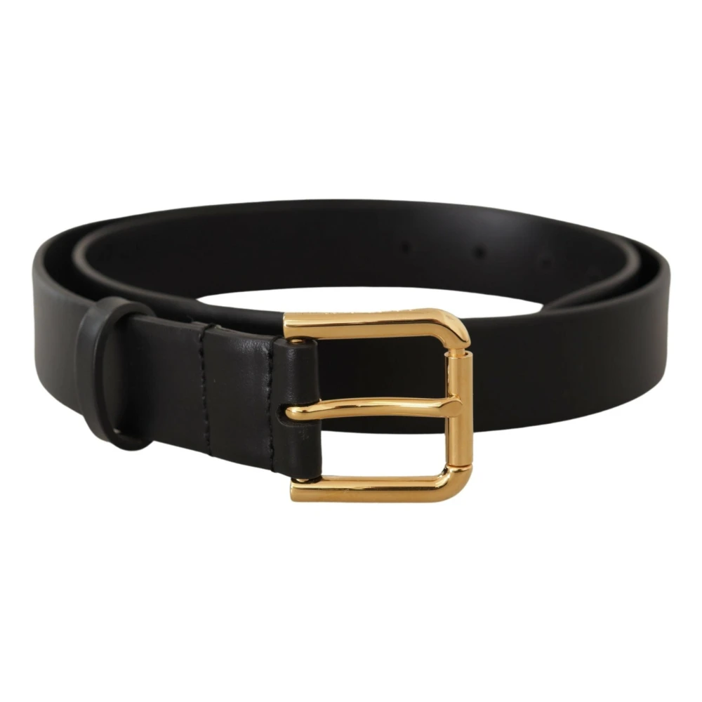 Dolce & Gabbana Elegante Leren Riem met Metalen Gesp Black Heren