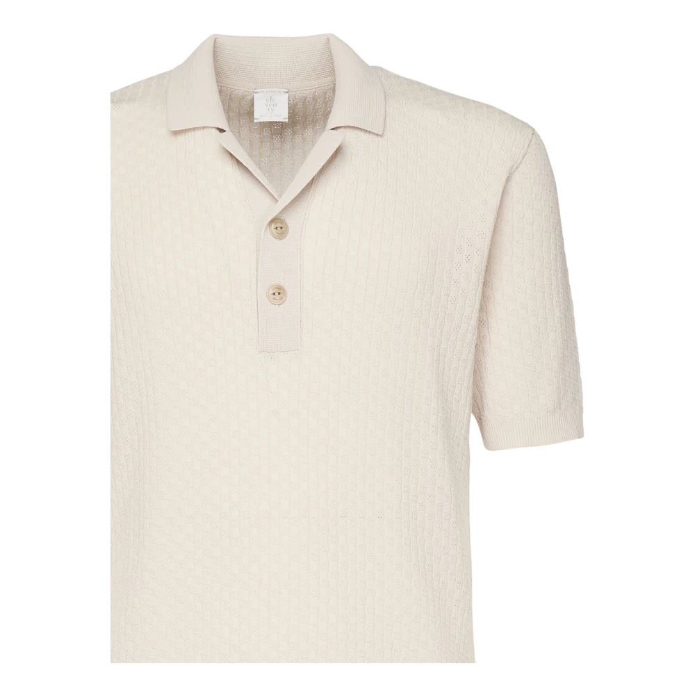 Eleventy Sand Katoenen Poloshirt Korte Mouwen Beige Heren