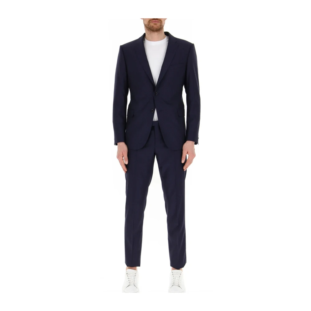 Emporio Armani Luxe Single Breasted Suit Set Blue Heren