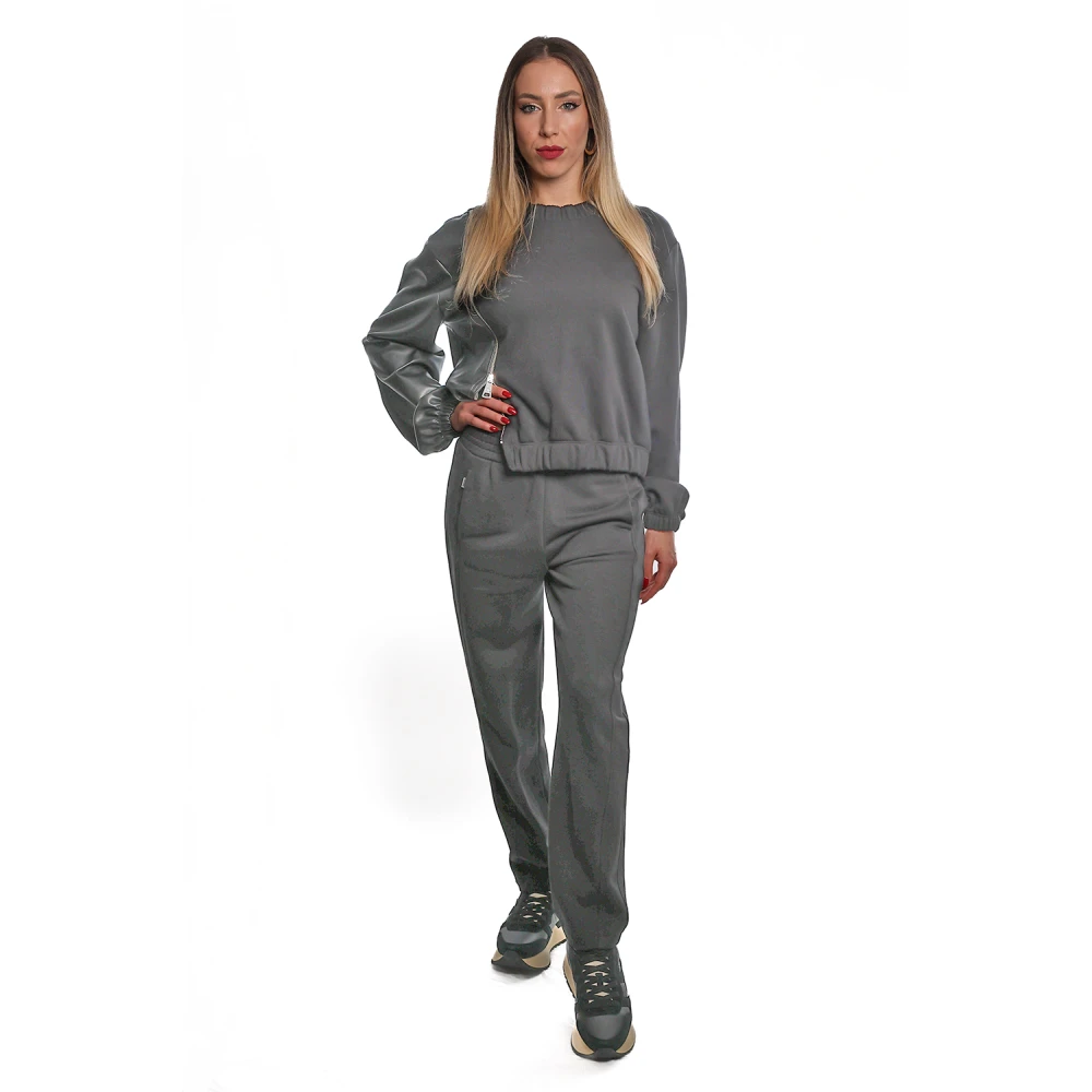 Jijil Zwarte Katoen-Polyester Sweatshirt met Rits Black Dames