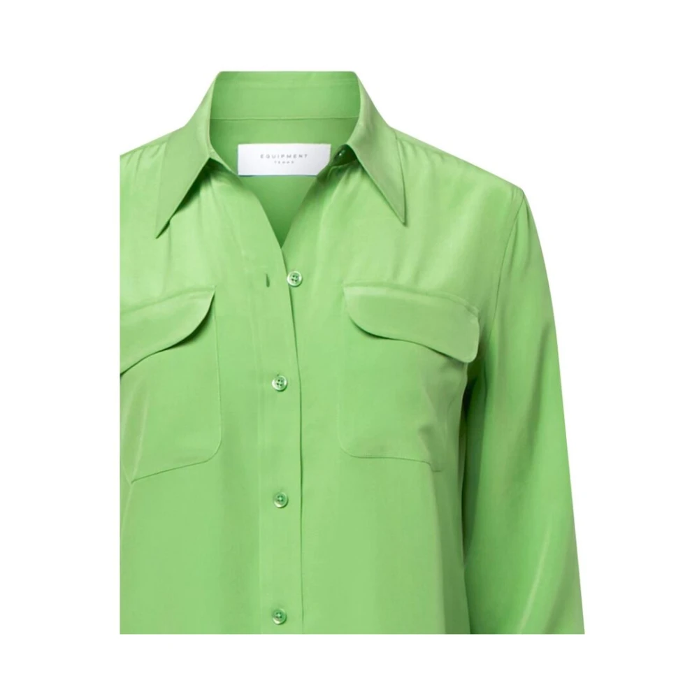 Equipment Neon Groene Zijden Overhemd Green Dames