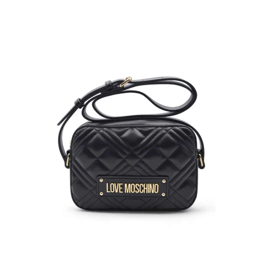 Love Moschino Gewatteerde Schoudertas met Metalen Logo Black Dames